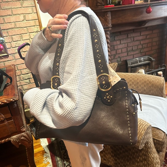 Vintage Michael Kors, leather chocolate brown with gold studs comes with duster - Picture 5 of 9